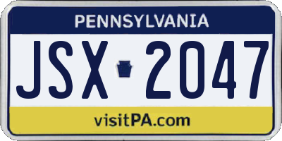 PA license plate JSX2047