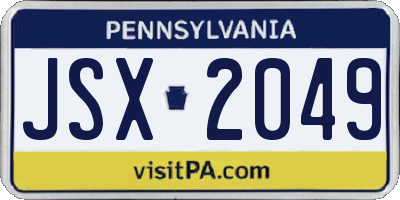 PA license plate JSX2049