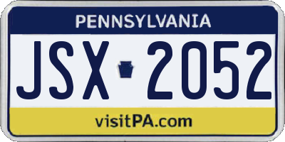 PA license plate JSX2052