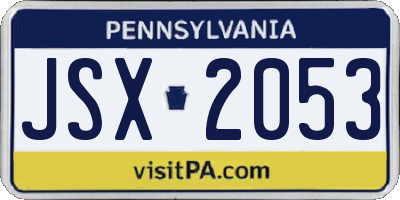 PA license plate JSX2053