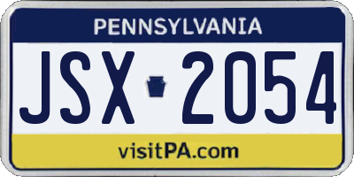 PA license plate JSX2054