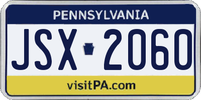 PA license plate JSX2060