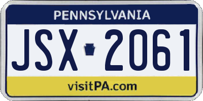 PA license plate JSX2061