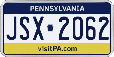 PA license plate JSX2062