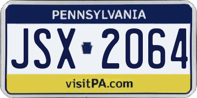 PA license plate JSX2064