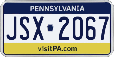 PA license plate JSX2067