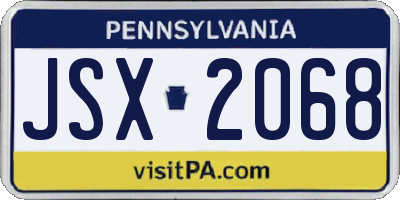 PA license plate JSX2068