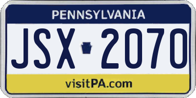 PA license plate JSX2070