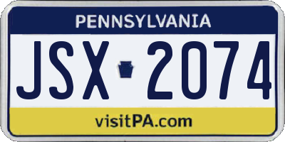PA license plate JSX2074