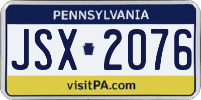 PA license plate JSX2076