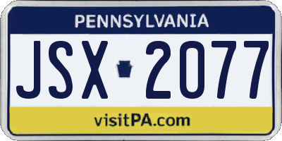 PA license plate JSX2077
