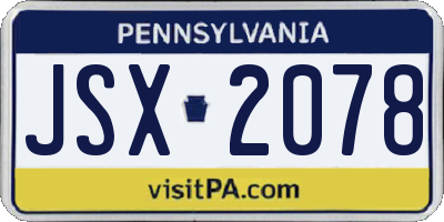 PA license plate JSX2078