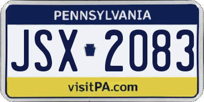 PA license plate JSX2083