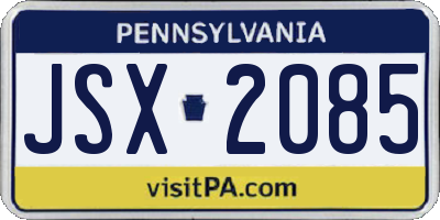 PA license plate JSX2085