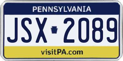 PA license plate JSX2089