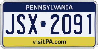 PA license plate JSX2091