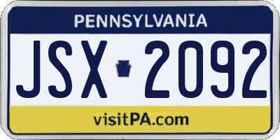 PA license plate JSX2092
