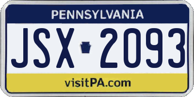 PA license plate JSX2093