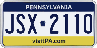 PA license plate JSX2110