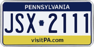PA license plate JSX2111