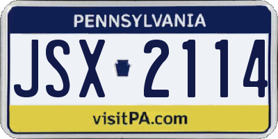 PA license plate JSX2114