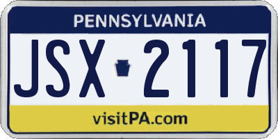 PA license plate JSX2117