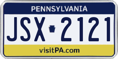 PA license plate JSX2121