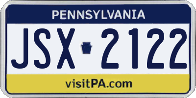 PA license plate JSX2122
