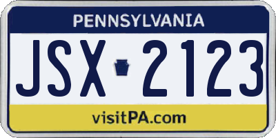 PA license plate JSX2123
