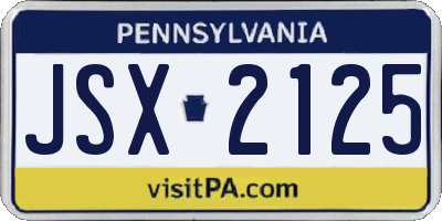 PA license plate JSX2125