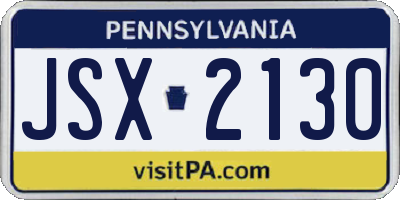 PA license plate JSX2130