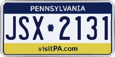 PA license plate JSX2131