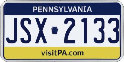 PA license plate JSX2133