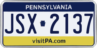 PA license plate JSX2137