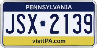 PA license plate JSX2139