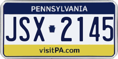 PA license plate JSX2145