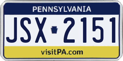 PA license plate JSX2151