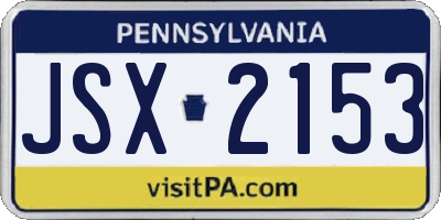 PA license plate JSX2153