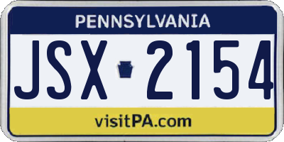 PA license plate JSX2154