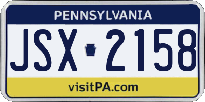 PA license plate JSX2158