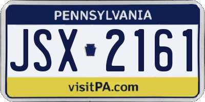 PA license plate JSX2161
