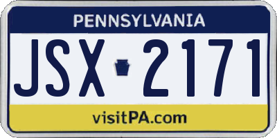 PA license plate JSX2171