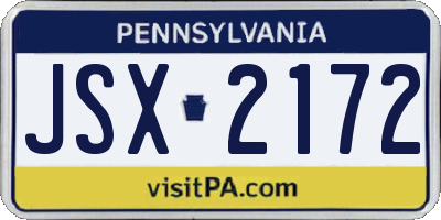 PA license plate JSX2172
