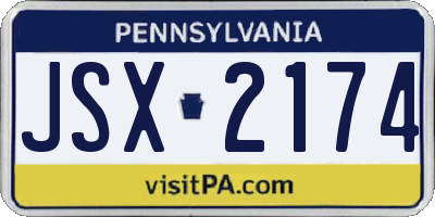 PA license plate JSX2174