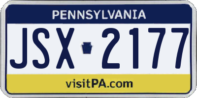 PA license plate JSX2177