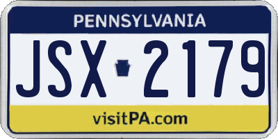 PA license plate JSX2179