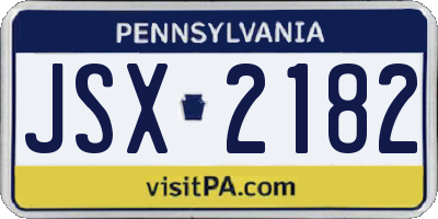 PA license plate JSX2182