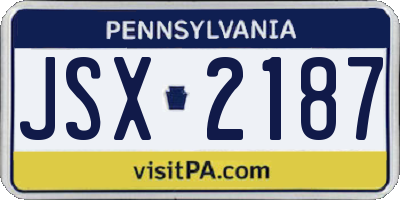 PA license plate JSX2187