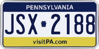 PA license plate JSX2188