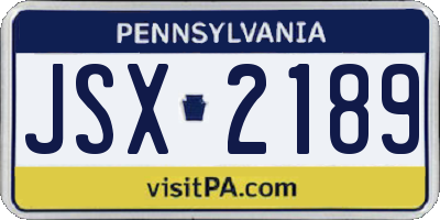 PA license plate JSX2189